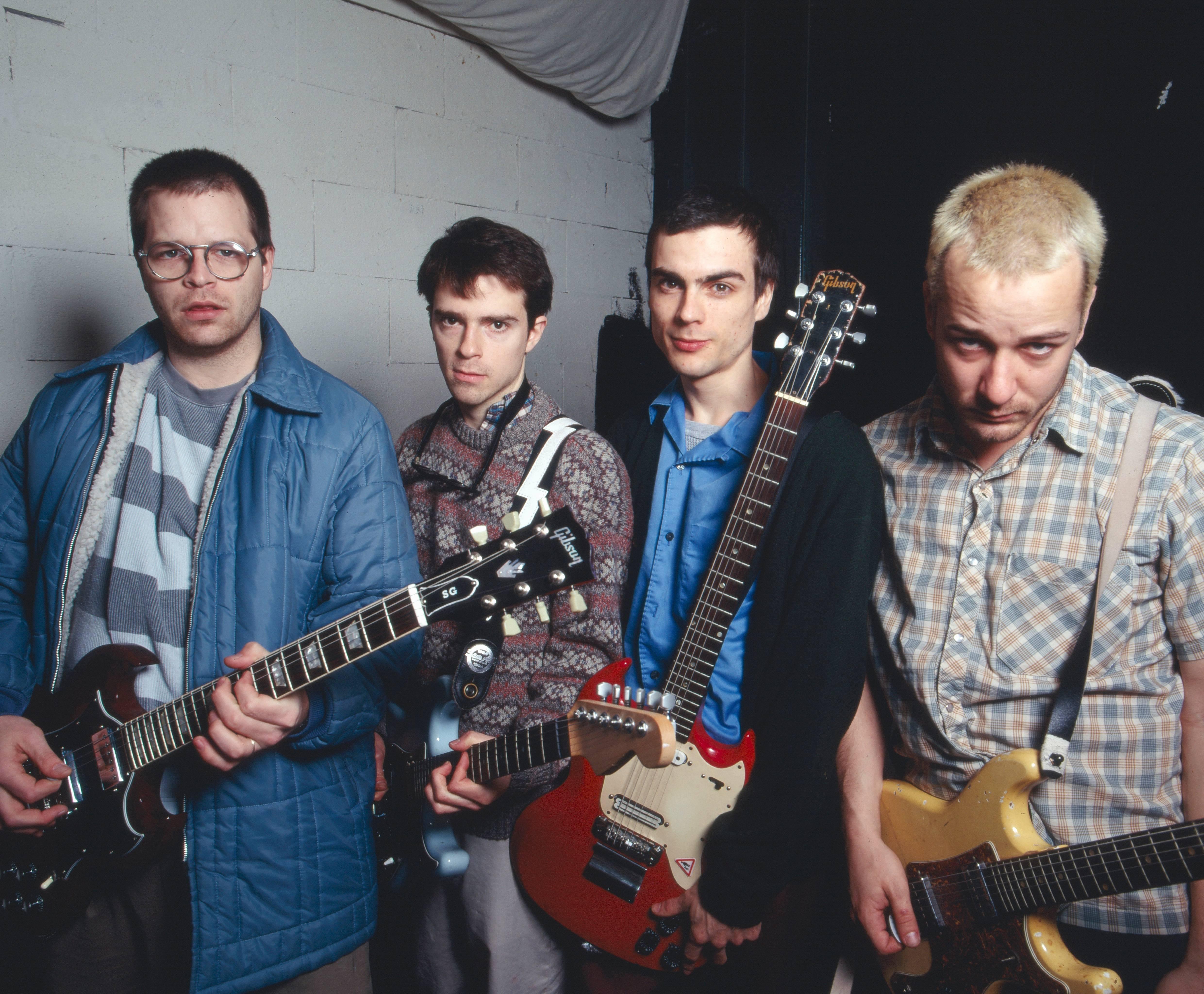 Patrick Wilson, Rivers Cuomo, Brian Bell and Matt Sharp of Weezer in 1995